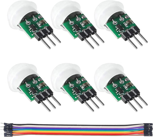 6PCS AM312 Mini Human Sensor Module, HC-SR312 Pyroelectric Infrared PIR Motion Automatic Detector DC 2.7 to 12V with 10pin Wire for Arduino...