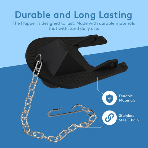 Universal 2 Inch Toilet Flapper Replacement & Chain - Fits 2 Inch Toilet Flush Valves - Easy Install (1-Pack)...