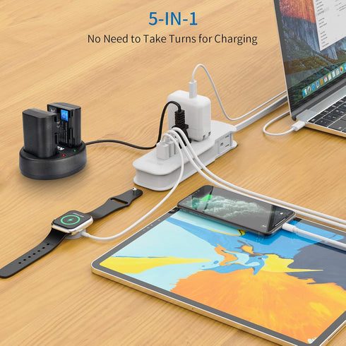 Travel Power Strip with USB - NTONPOWER 2 Outlets 3 USB Portable Desktop Charging Station, 15 inches Wrapped Short Extension Cord for Hotels, Crui...