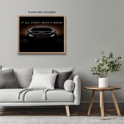 Posterizer 1 pcs-It All Starts With a Dream-Motivational & Inspirational Art-Gift for Entrepreneurs-Decor for Home & Office- unframed wall art...