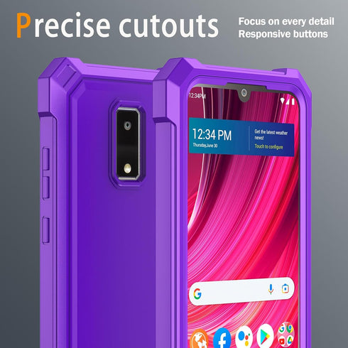 for BLU View 4 Phone Case with Tempered Glass Screen Protector,Slim Soft Silicone Full-Body Protective Case for BLU View 4 (B135DL) (Purple)...