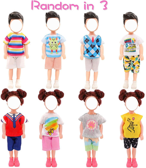 30 PCS 6 Inch Doll Clothes and School Playset with Ballons 3 Girl Dresses 3 Boy Outfits 2 Pair of Shoes and 19 Pcs Study Supplies for 6 Inch Doll ...