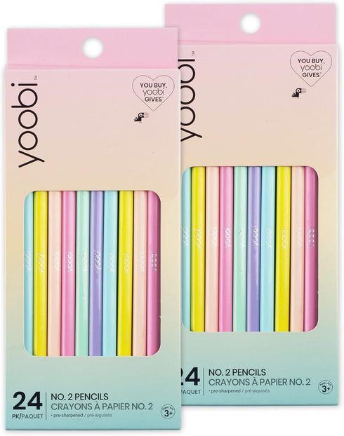 Yoobi #2 Pencils - Pre-Sharpened Pencils in Cute Pastel Colors - Pink, Lavender, Yellow, Mint Green, Baby Blue & Peach - Fun School & Office Suppl...