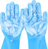 Pecute Pet Grooming Gloves 2 Pairs, Heat Resistant Cat Bathing Gloves with High-Density Teeth, Silicone Dog Bathing Gloves with Enhanced Five Fing...