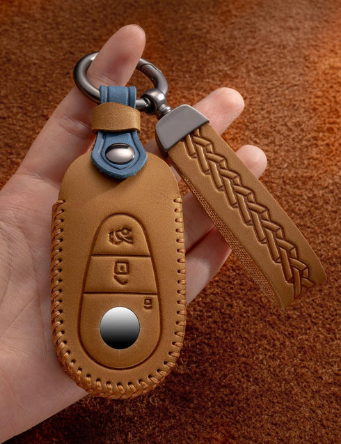 for Mercedes Benz Key Fob Cover Leather Car Key Case Keychain Fob Holder Compatible for Mercedes Benz E-Class G-Class S-Class 2020-2024 (Brown)...
