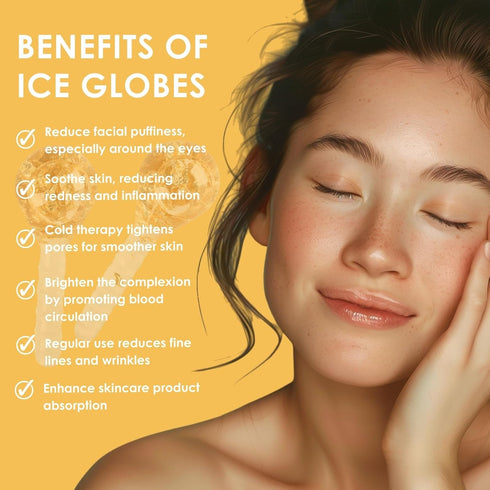 Ice Globes Upgraded, Cryo Stick Ice Globes for Face Eye Neck Relief Massage, Cooling Ball with Anti-Slip Handle to Tighten Skin, Reduce Puffiness ...