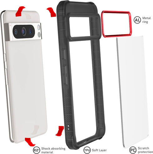 Ghostek Covert Google Pixel 8 Pro Clear Case - Compatible with Wireless Charging, Shockproof Silicone, Minimalist Phone Cover (6.7 Inch, Smoke)...