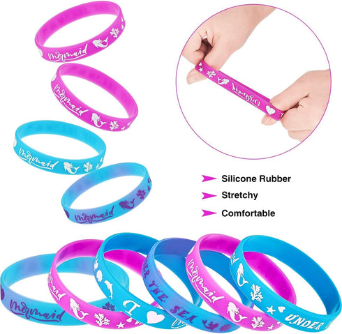 Gejoy 30 Pieces Mermaid Party Favors Mermaid Silicone Wristband Bracelet Under The Sea Parties Wristband Birthday Favors Under The Sea Party Suppl...