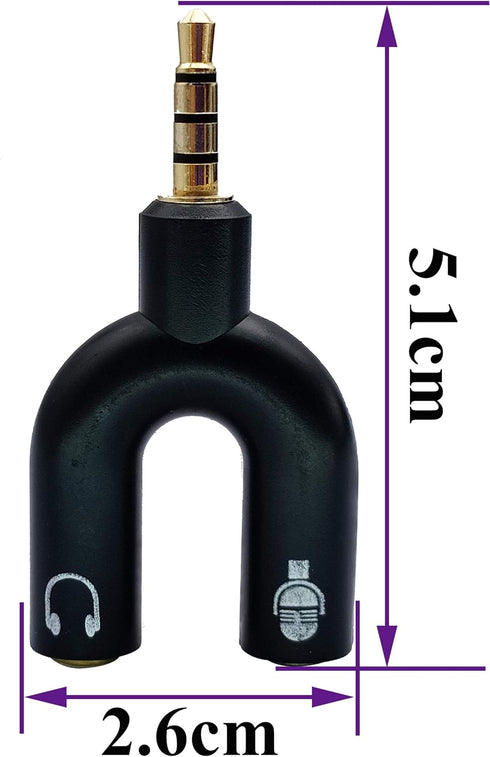 3.5mm Headphone Y Splitter Adapter Gold Plated 4 Pole 3.5mm Male to 3.5MM Headphone+Microphone (MIC) Female Plugs Audio Stereo Converter(2-Pack)...