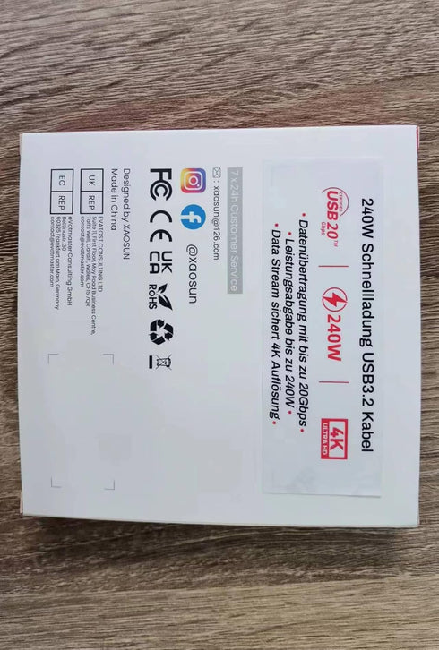 XAOSUN USB C to USB C Cable, 90 Degree USB C 3.2 Cable 20Gbps Data Transfer 4K Video Monitor Cable Right Angle 240W Fast Charging for Thunderbolt ...