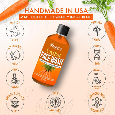Carrot Face Wash for Skin Brightening – Natural Carrot Soap for Spots on Face, Body, Neck, Underarm – Carotene Reduces Acne, Brightens, & Evens Sk...