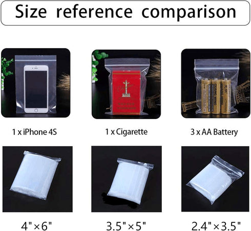 Small Plastic Bags for Jewelry 3 Sizes 300pcs Resealable Zip Bags Clear Zipper Baggies 2 Mil for Beads Board Games Pill Storage 2.4 x 3.5/3.5 x 5/...