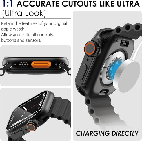 Ultra Look - Fullife 2 in 1 Compatible with Apple Watch Case Series 9 45mm Waterproof Screen Protector, Front & Back Full Protective Bumper Face C...