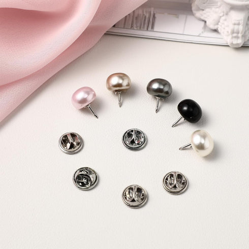 VILLCASE Women Shirt Brooch Pins: 25pcs Pearl Cover Up Button Pin Safety Brooch Buttons - No Sew Metal Tie Tacks Clips for Clothing Dress Supplies...