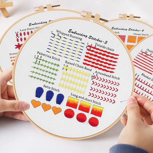 ROPCIA 4 Set Embroidery kit for Beginners with Embroidery Patterns, Needlepoint Kits for Beginners, Beginner Embroidery kit for Adults, Ideal Hand...