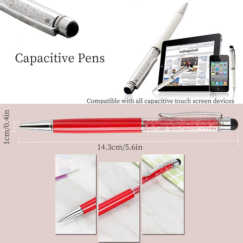 24pcs Retractable Ballpoint Pen, Bling Stylus Pen, Crystal Diamond Screen Touch Pen, Capacitive Writing Pens for Note, Tab, Office School Statione...