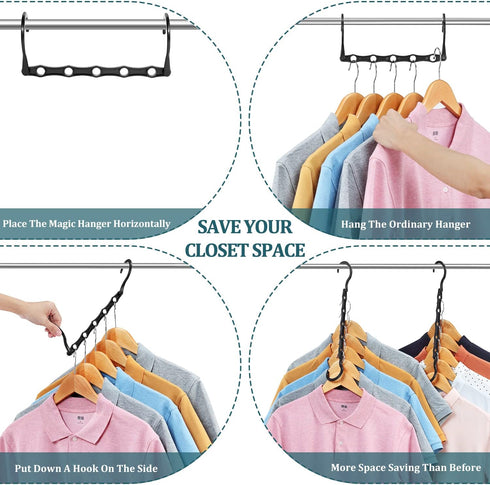 AMKUFO Closet Organizers and Storage 20 Pack Hanger Organizer Magic Hangers Space Saving Hanging Plastic for Heavy Clothes, Dorm Room Bedroom Home...