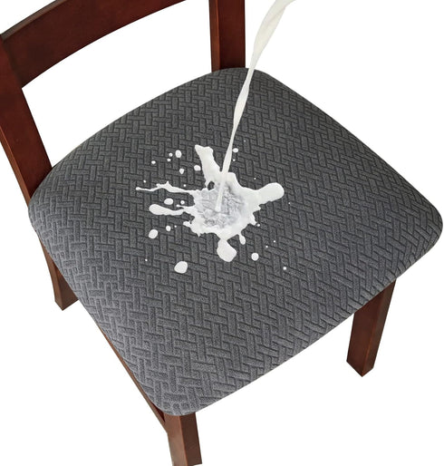 Genina Waterproof Seat Covers for Dining Room Chairs Covers Dining Chair seat Covers Kitchen Chair Covers slipcovers (Dark Gray, 4 Pcs)...