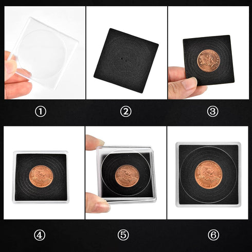 Coin Snap Holders, 20 Pieces Silver Dollar Coin Holder, Coin Capsule Storage Box with 5 Size (20/25/30/35/40 mm) Adjustable Gaskets, Coins Collect...