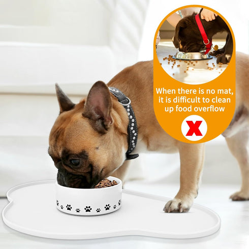 Ptlom Pet Placemat for Dogs and Cats, Non-Slip Waterproof Dog Feeding Mats Prevent Food and Water Overflow, Puppy Bowl Mat Suitable for Small, Med...