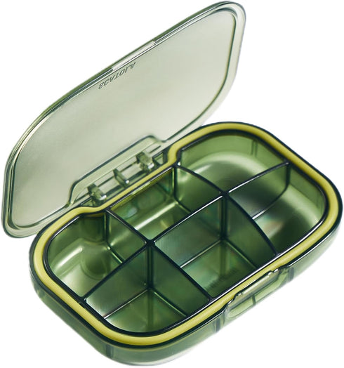 Sukuos 6 Compartments Travel Pill Organizer, Portable Daily Pill Box for Purse Pocket, Easy to Open Small Pill Case for Medicine, Fish Oil, Vitami...