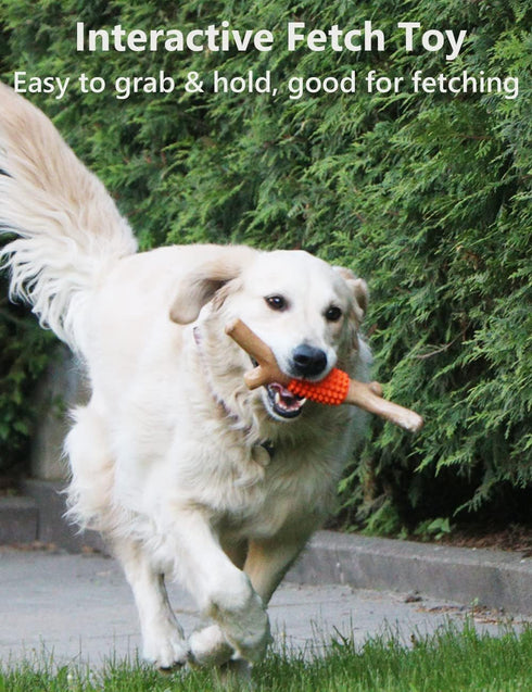 SCHITEC Dog Chew Toy for Aggressive Chewers, Tough Big Nylon & Rubber Teething Stick with Real Maple Wood Flavor for Large Medium Breed...