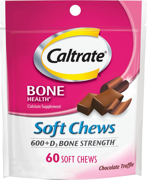 Caltrate Soft Chews 600 Plus D3 Calcium Vitamin D Supplement, Chocolate Truffle - 60 Count(Packaging May Vary)...