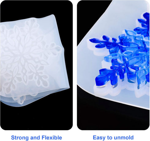 NiArt Epoxy Resin Silicone Plaster Snowflake Coaster Molds 4PCS 4.17" DIY Craft Mold with Edges, Casting Art Handcraft Home Restaurant Holiday Orn...
