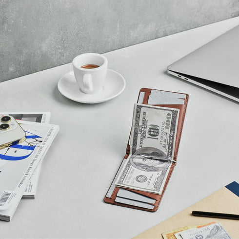DONBOLSO Slim Bifold Wallet with Money Clip - Genuine Leather - Minimalist Front Pocket Wallets for Men - Men's Thin Billfold - Mens Slim Credit C...