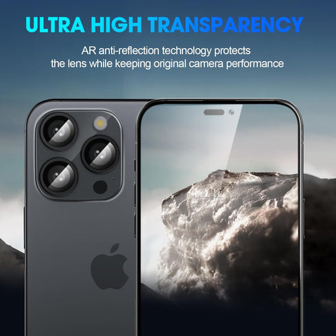 Camera Lens Protector for iPhone 15 Pro / 15 Pro Max, 3D Alloy Metal and Tempered Glass Camera Screen Protector, Full Coverage Protection, 1 Pack ...