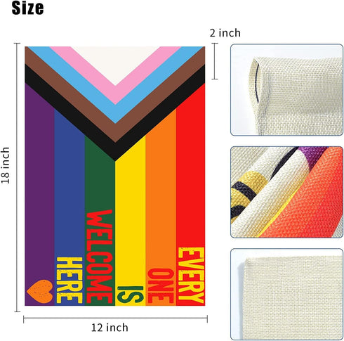 Pride Garden Flag, Rainbow Progress Pride Flags, Double Sided LGBTQ Progress Yard Flag 12x18 Inch for Lesbian Gay Bisexual Pride Month Yard Outdoo...