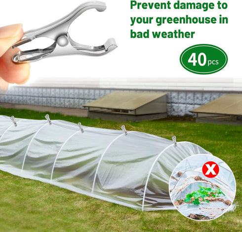 40PCS Greenhouse Clips, Stainless Steel Garden Clips, Plant Clips for Outdoors Hanging Heavy Duty Forest Cloth Blankets Netting Freeze Protection ...
