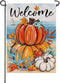 Welcome Fall Pumpkin Small Decorative Garden Flag, Autumn Beach Coastal Coral Leaves Yard Lawn Outside Decor, Thanksgiving Nautical Crab Starfish ...