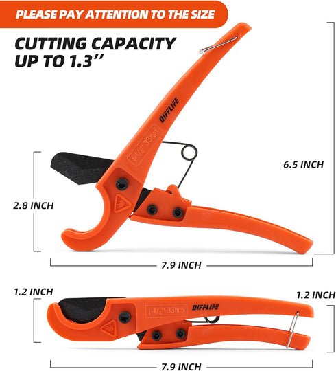 Pipe Cutter, High Performance blade Made Ratchet-type Pipe Cutter, One-hand Fast Pipe Cutting Tool for PVC PPR PE PEX Pipe and Other Plastic Pipe ...
