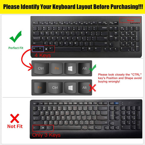 CaseBuy Keyboard Cover for Lenovo 510 Wireless Keyboard GX30N81775 4X30M39458, Lenovo Wireless Keyboard Protector Skin, Keyboard Accessories, Blac...