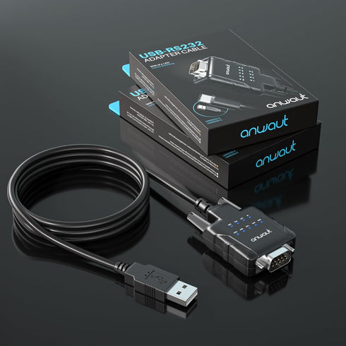1-Port Industrial USB to Serial/RS232 (DB9) Converter Adapter w/ 9 x LEDs (Compatible for Windows 11, macOS 14, U2RS232-A)...