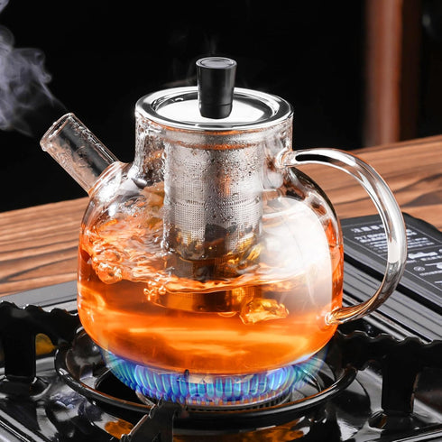PARACITY Glass Teapot Stovetop, Borosilicate Clear Tea Kettle with Removable Stainless Steel Infuser,Teapot Blooming and Loose Leaf Tea Maker Tea ...