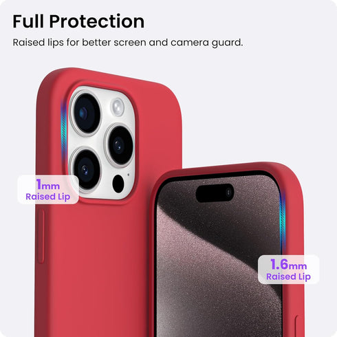 ORNARTO Compatible with iPhone 15 Pro Max Case 6.7", Slim Liquid Silicone 3 Layers Soft Gel Rubber Shockproof Protective Phone Case with Anti-Scra...