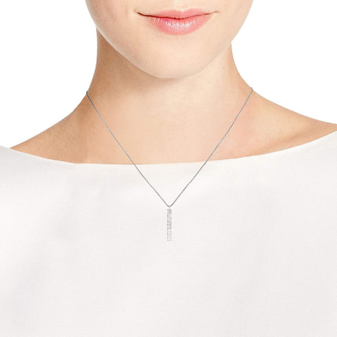 AeraVida Minimalist Hammered Vertical Bar in 925 Sterling Silver Pendant Necklace | Casual Everyday Jewelry | 18 inch...