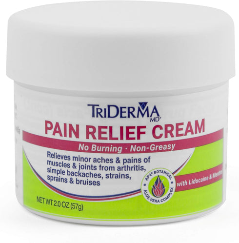 TriDerma Pain Relief Cream Maximum Strength, FSA Eligilbe - Heel, Foot Pain, Back, Neck Pain, Arthritis, Muscle Recovery, Nerve Pain Relief - Lido...