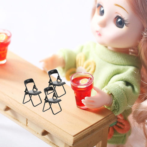 Gadpiparty 36 Pieces Mini Foldable Chairs 1/6 Scale Plastic Dollhouse Furniture Mini Desk Toys Simulation Stand Model Chair Desk Phone Stand for D...