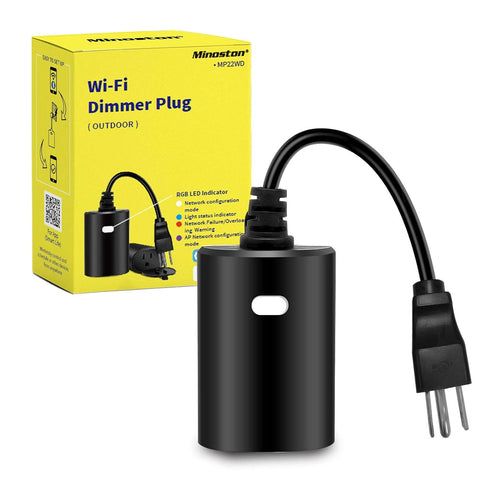 Minoston WiFi Outdoor Smart Plug Dimmable, Smart Dimmer Plug in Work with Alexa, Google Assistant, 400W (MP22WD)......