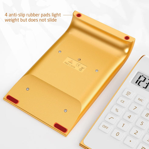 Calculators, Desktop Calculator with Large LCD Display, 10 Digits Solar Power Basic Office Calculator, Gold Office Desk Supplies and Accessories...