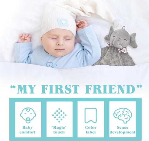 Elephant Baby Lovey for Unisex Newborn Baby Security Blanket for Boys and Girls,Soft Lovie Baby Gifts Multi-Purpose Stuff Snuggle Toy,Elephant Stu...