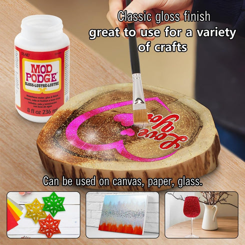 Glitter - Fine Glitter and Modge Podge Set - 5 Colors of 4oz Craft Glitter Shaker Bottles with 8oz Craft Glue Gloss Finish - Great Glitter for Res...