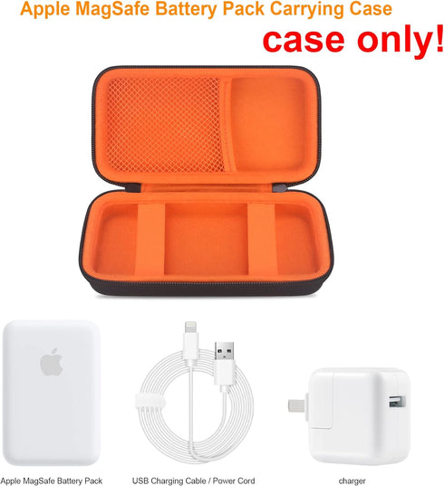 Carrying Case for Apple MagSafe Charger Battery Pack, Hard Travel Organize Bag for Mag Safe Magnetic Power Bank for iPhone 13/13 Pro, Extra Mesh P...