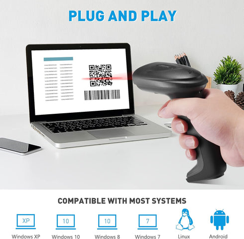 Bluetooth Barcode Scanner,2D Bar Code Reader with 2.4G Wireless & Bluetooth Function & USB Wired, Bar Code Reader Work with Connection Smart Phone...