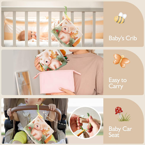 hahaland Baby Books 0-6 Months,Tummy Time Sensory Baby Toys 6 to 12 Months Touch Feel Book Textured Animals Mirror & Crinkle Paper Christmas Stock...