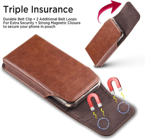 Miimall Phone Belt Holster Case for Galaxy S24 Ultra S23 Ultra S22 Ultra 5G S21 Ultra 5G, Google Pixel 8 Pro Pixel 7 Pro Pixel 6, Universal Cell P...