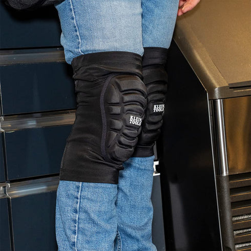 Klein Tools 60492 Knee Pads, Lightweight Padded Knee Sleeves, Breathable Mesh Back, Elastic Cuff with Slip-Resistant Silicone, Black, M/L...